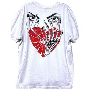 ALLSAINTS Shattered Heart Tee Men's Small White Oversized Fit Relaxed T-shirt